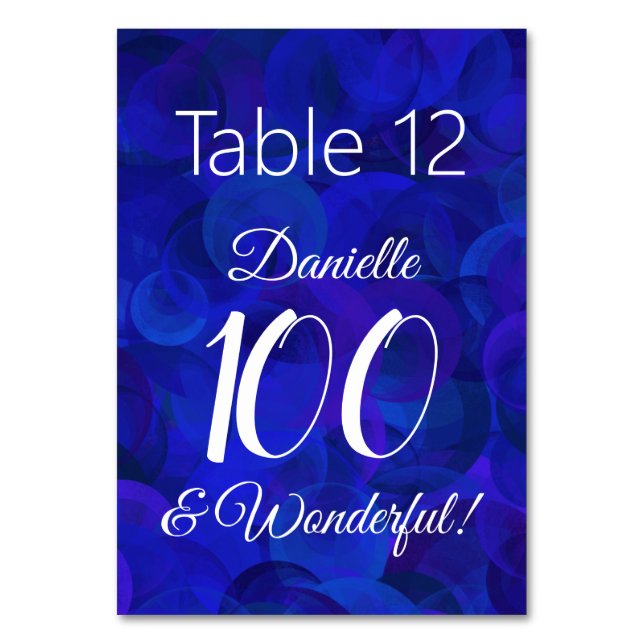 Numéro De Table Royal Blue 100 et merveilleuse fête d'anniversaire (Par défaut)