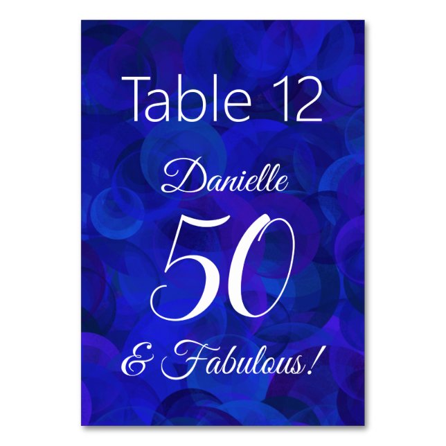 Numéro De Table Royal Blue 50 et Fabulous Birthday Party Nom (Par défaut)