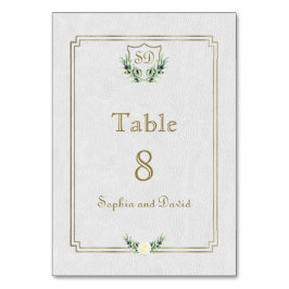 Numéro De Table Royal Gold Crest Lush Greenery Numéro de tableau
