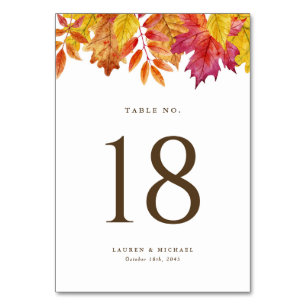 Numéro De Table Russe chute Feuille Garland Mariage d'automne