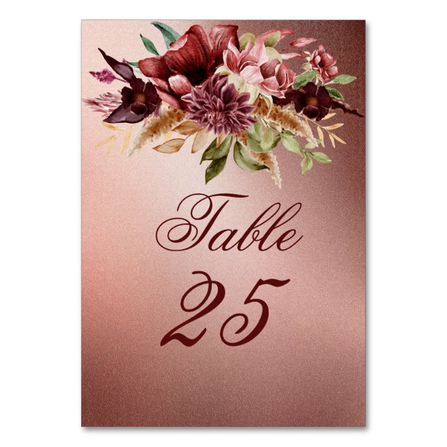 Numéro De Table Russe métal rose or roses en terre cuite (Dos)