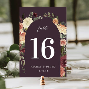 Numéro De Table Rustic Bloom Watercolor Floral Arch