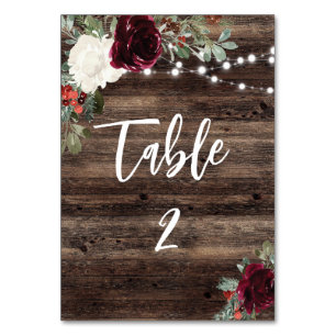 Numéro De Table Rustic Christmas Grange Wood Mariage Numéro de tab