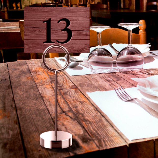 Numéro De Table Rustic Faux Engraved Rosewood Cafe (Rustic Faux Engraved Rosewood Cafe Table Number)