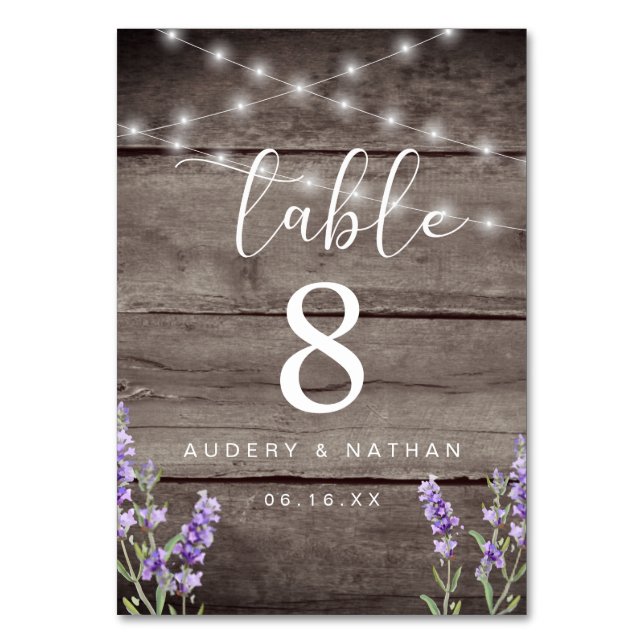 Numéro De Table Rustic Lavender Lights Wedding  Table Number (Par défaut)