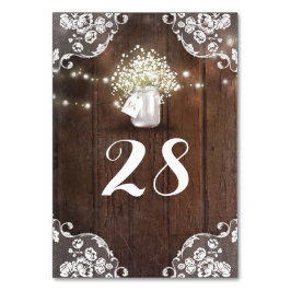 Numéro De Table Rustic Mason Jar Baby's Breath String Lights Grang