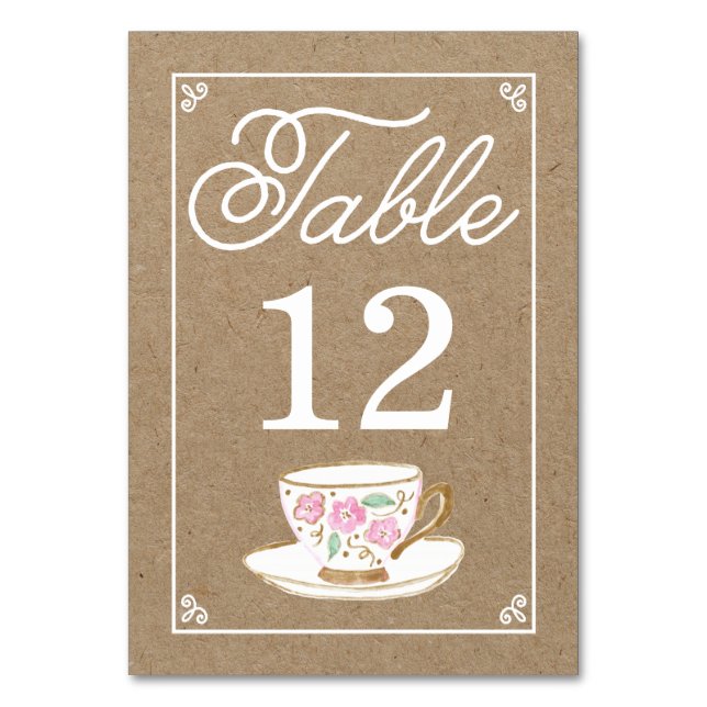 Numéro de table Rustic Modern Teacup (Dos)