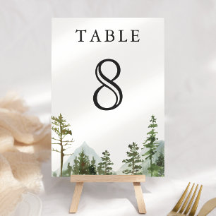Numéro De Table Rustic Mountain Forest Trees Mariage
