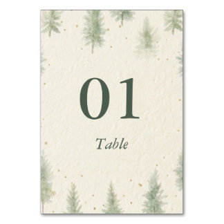 Numéro De Table Rustic Mountain Forest Watercolor Wedding Table 