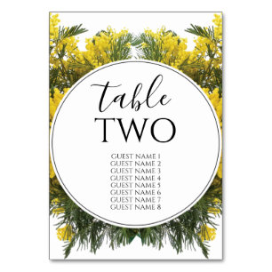 Numéro De Table Rustic Wattle Acacia Mariage Nom des invités