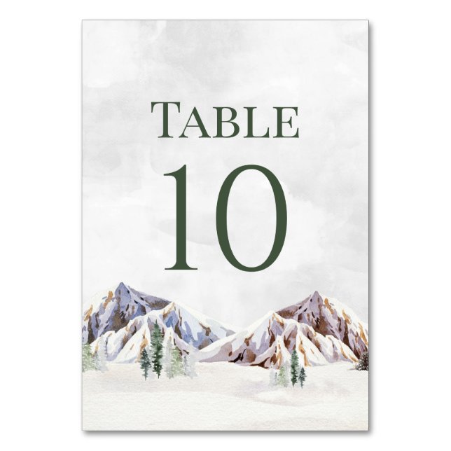 Numéro De Table Rustic Winter Mountain Wedding Table Number Cards (Par défaut)
