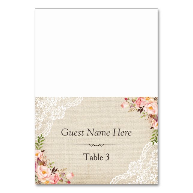 Numéro De Table Rustique Burlap Dentelle Florale Mariage Place (Par défaut)