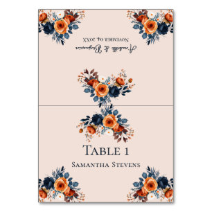 Numéro De Table Rustique Burnt Orange et Mariage bleu Escort