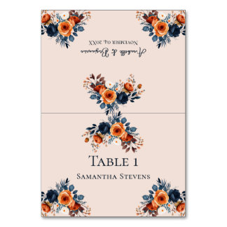 Numéro De Table Rustique Burnt Orange et Mariage bleu Escort