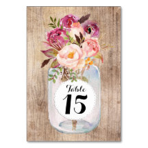 Rustique Mason Jar Aquarelle Fleurs Mariage de boi