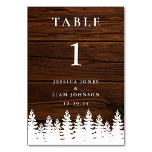 Numéro De Table Rustique Pays Bois Automne Automne Hiver Mariage
