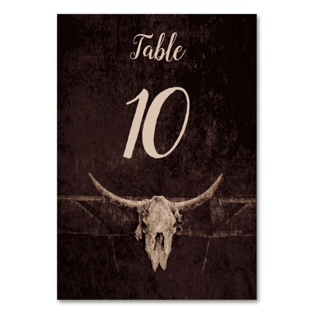 Numéro De Table Rustique Taureau Mariage Pays Texture occidentale (Par défaut)