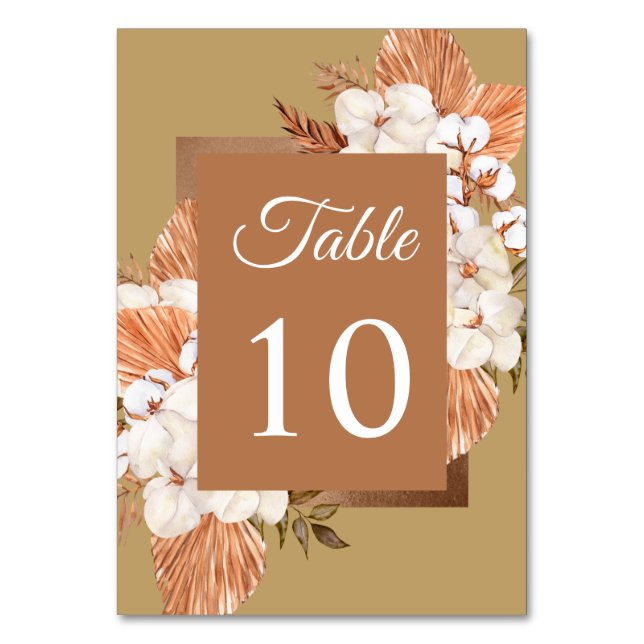 Numéro De Table Rustique Terracotta Gold Boho Pampas Mariage (Par défaut)