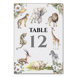 Numéro De Table Safari tropical Animaux Jungle Mariage