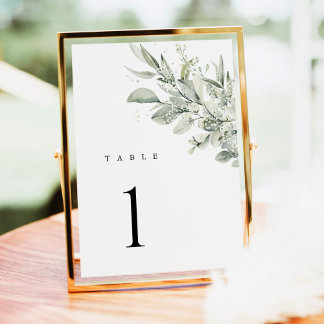 Numéro De Table Sage Green Botanical Wedding Table Numbers