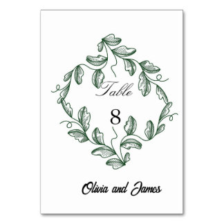 Numéro De Table Sage Green Classic Floral Wedding