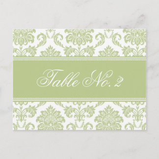 Numéro de table Sage Mariage damassé