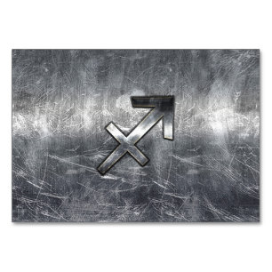 Numéro De Table Sagittarius Zodiac Sign in Silver Steel