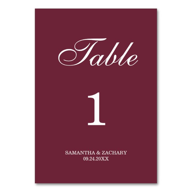 Numéro De Table Samantha Elegant Mariage simple double face (Par défaut)