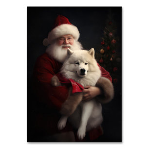 Numéro De Table Samoyé Avec Noël Festif Du Père Noël