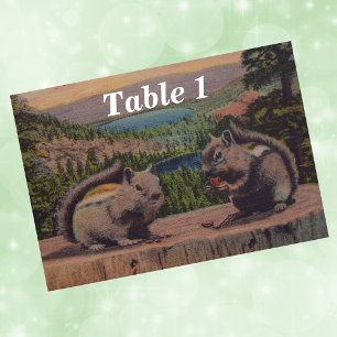 Numéro De Table Scène de montagne des écureuils vintages