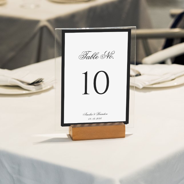 Numéro De Table Script classique formel Mariage noir et blanc (Créateur téléchargé)