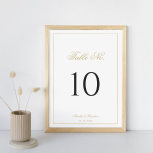 Numéro De Table Script classique formel Mariage noir et or