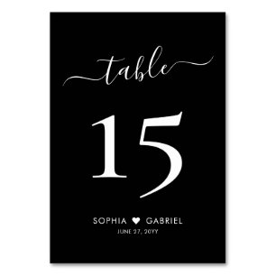 Numéro De Table Script de calligraphie Mariage noir double face