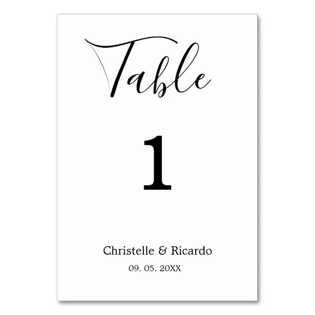 Numéro De Table Script de calligraphie mariage simple (Par défaut)
