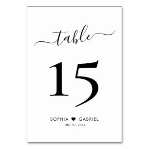 Numéro De Table Script de calligraphie minimaliste Mariage double 
