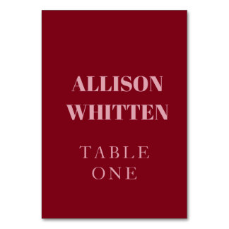 Numéro De Table Script manuscrit rose et rouge Mariage personnalis