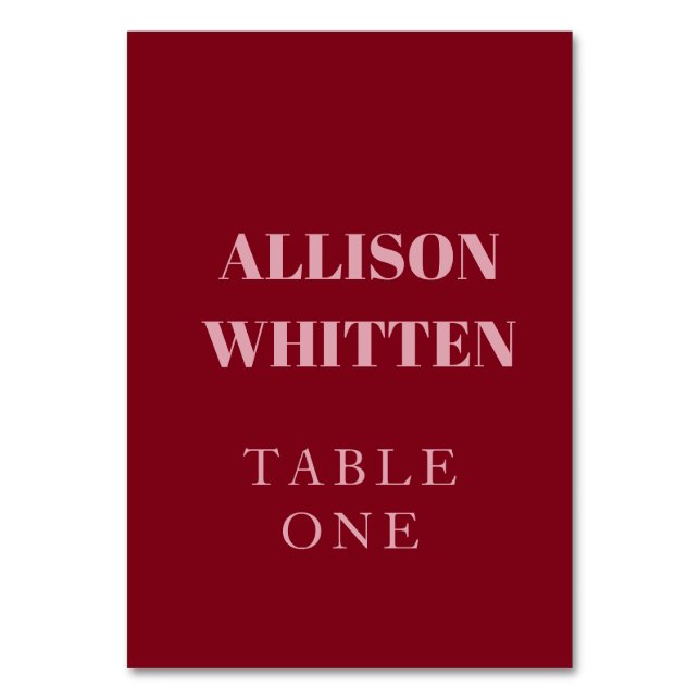 Numéro De Table Script manuscrit rose et rouge Mariage personnalis (Par défaut)