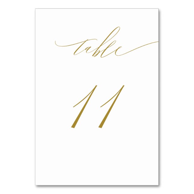Numéro De Table Script minimaliste or blanc élégant 11 Mariage (Par défaut)