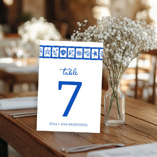 Numéro De Table Seashell Grid Plage Mariage Bleu Blanc CUSTOM