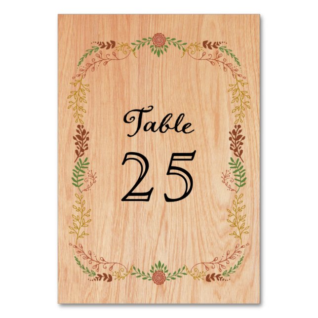 Numéro De Table Serre de feuillage bohème rustique sur bois (Par défaut)