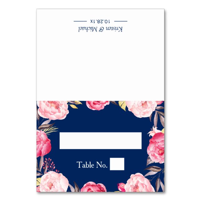 Numéro De Table Serre florale romantique Marine Blue Mariage Place (Par défaut)