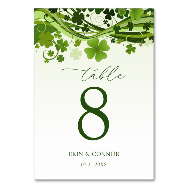 Numéro De Table Shamrock irlandais (Clover) Mariage Numéro de tabl (Par défaut)