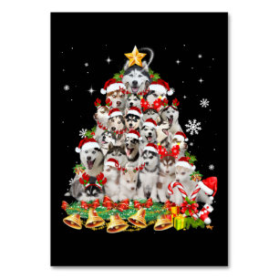 Numéro De Table Siberian husky christmas tree lights dog