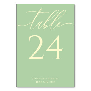 Numéro De Table Sièges Élégants Simples Pistache & Crème