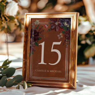 Numéro De Table Signe de tableau Floral en terre cuite rustique