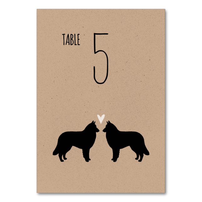 Numéro De Table Silhouettes de Chien Tervuren Belge Réception de M (Dos)