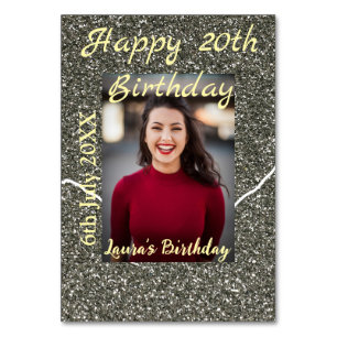 Numéro De Table Silverglitter photo 20e anniversaire ajouter nom d