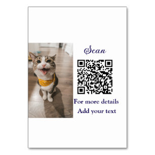Numéro De Table Simple animal name details QR code add text photo