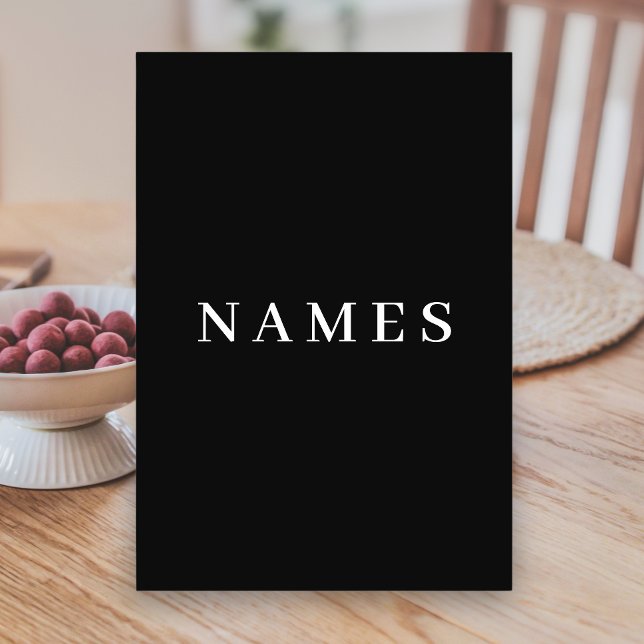 Numéro De Table Simple Black Custom Ajouter Votre Nom Élégant (Créateur téléchargé)