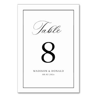 Numéro De Table Simple black frame calligraphy table number